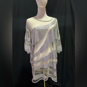 AKIRA Silver rhinestone Mesh shirt/dress